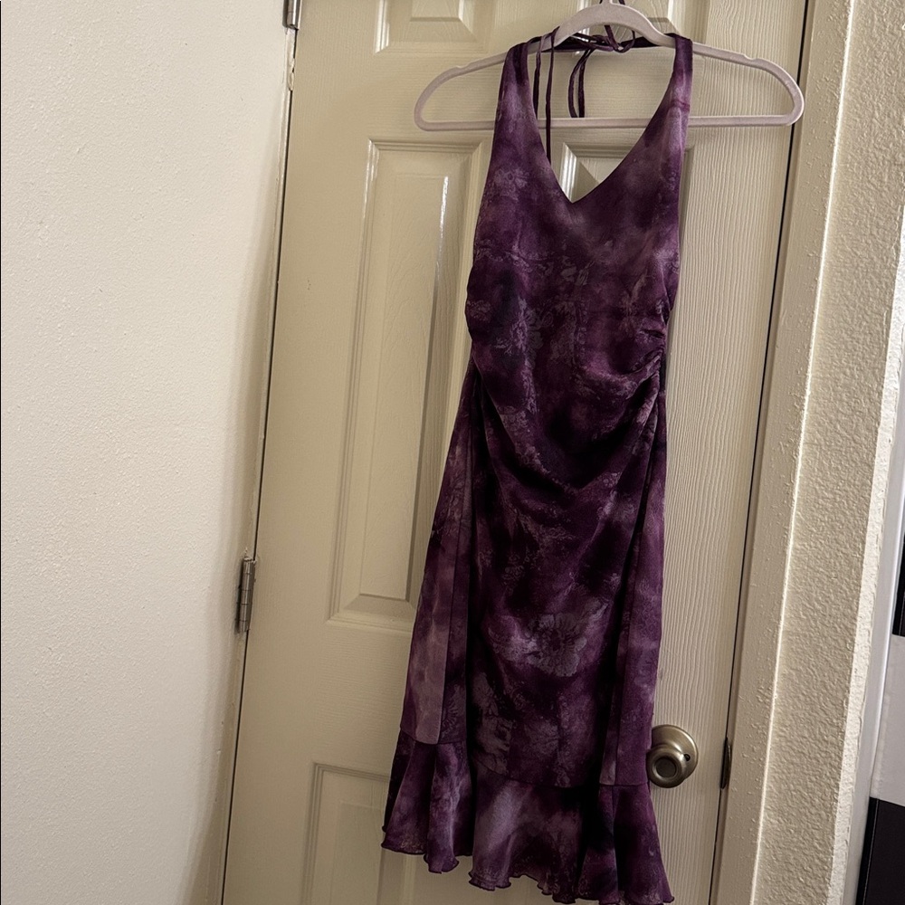 Purple tye dye halter dress